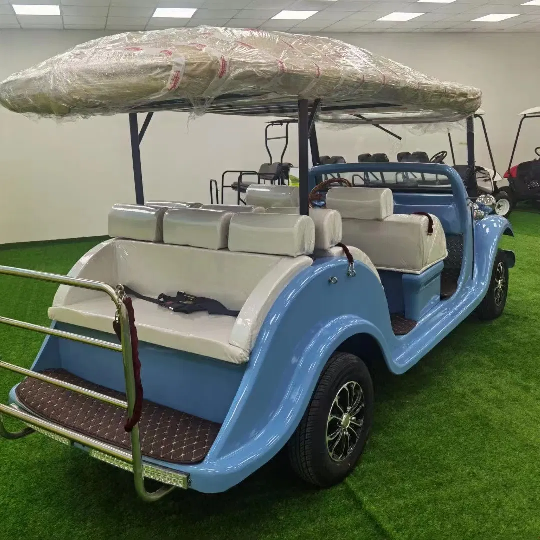 72V Battery Powered Motor 8 Seaters Electric Golf Cart Sightseeing Vintage Classic Car