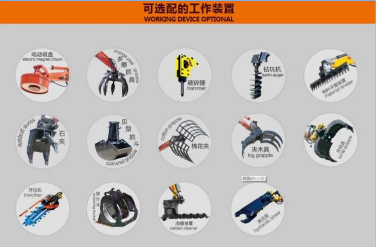 CE Certified Chinese Excavator Material Handling Machinerymaterial Wheel Loader Grabbing Crane