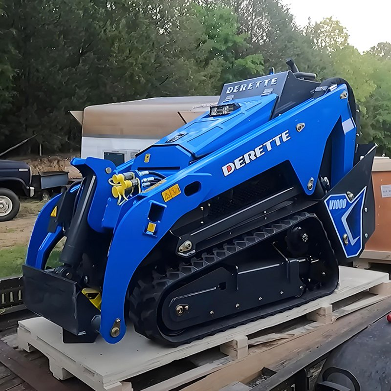 Derette Mini Skid Steer V1000 Mini Track Loader Mini Forestry Loader Stand on Skid Steer with Full Range of Attachments