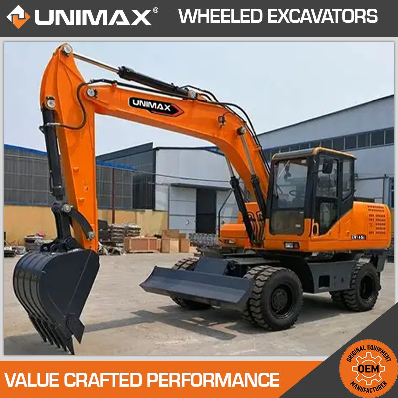Unimax Ew75u Ew95u Ew145u Ew215u 20 20.5 21 21.5 Ton Wheeled Digger Mini Wheeled Excavator Bucket Wheel Excavator Excavator on Wheels Mini Tyre Excavator