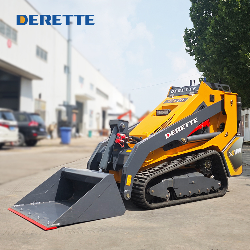 Derette Xc1100 Mini Crawler Track Loader Diesel Compact Skid Steer with Front End Loader and Multiple Attachments