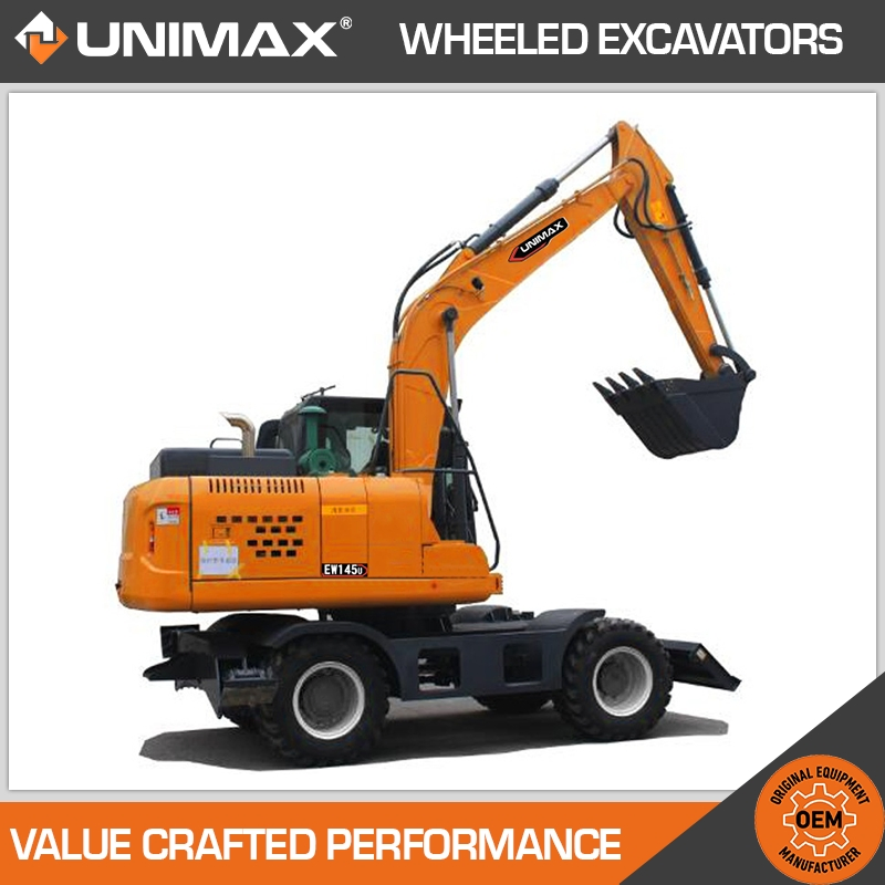 Unimax Ew75u Ew95u Ew145u Ew215u 20 20.5 21 21.5 Ton Wheeled Digger Mini Wheeled Excavator Bucket Wheel Excavator Excavator on Wheels Mini Tyre Excavator