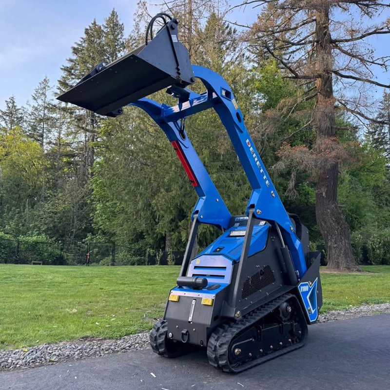 Derette Mini Skid Steer V1000 Mini Track Loader Mini Forestry Loader Stand on Skid Steer with Full Range of Attachments