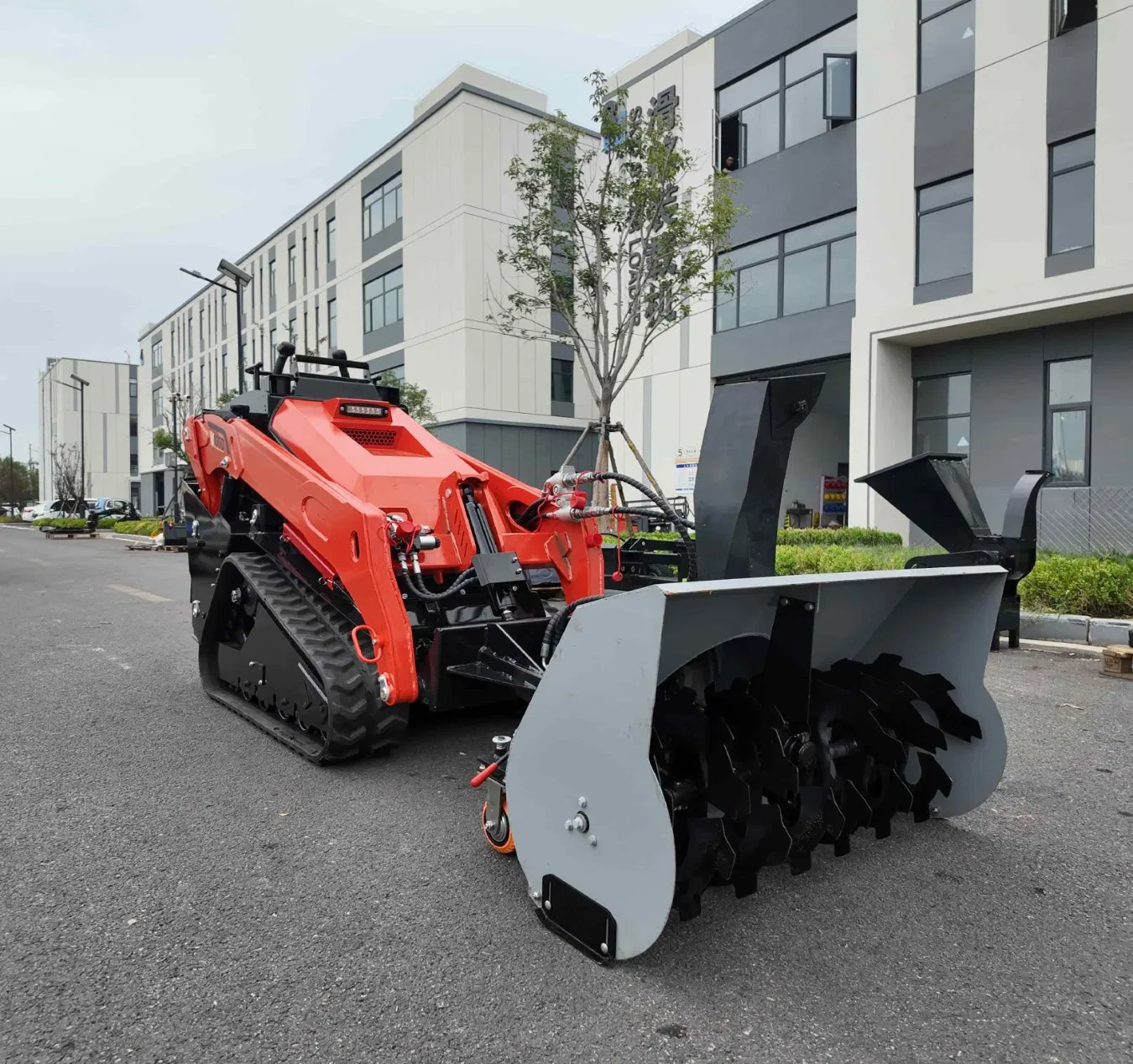 Safe Compact Track Loader with Attachments for Urban Streets