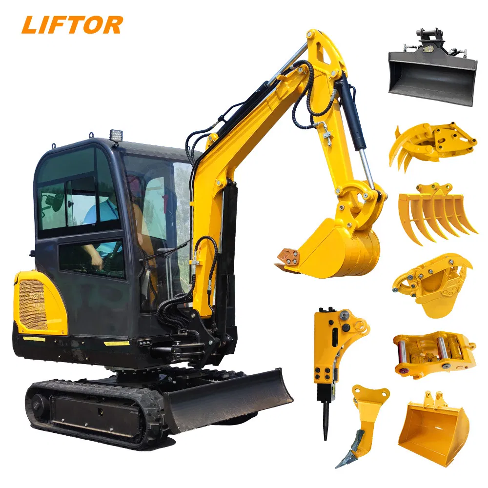1/2/3/3.5t EPA Euro5 Engine Small Mini Wheel Electric Crawler Excavator Bucket Backhoe Loader Digger Construction Machinery Equipment Parts Price for Sales