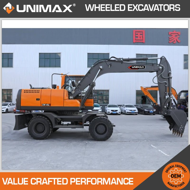 Unimax Ew75u Ew95u Ew145u Ew215u 20 20.5 21 21.5 Ton Wheeled Digger Mini Wheeled Excavator Bucket Wheel Excavator Excavator on Wheels Mini Tyre Excavator