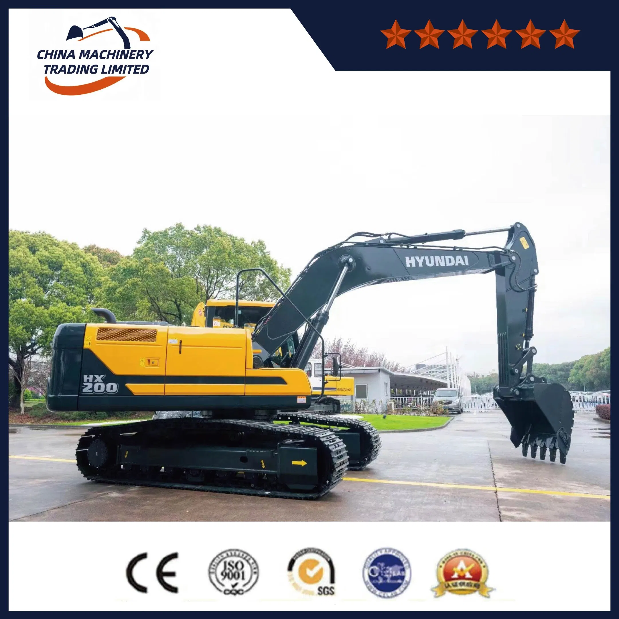 Hyundai Hx220L Hx200 Cumins Engine Kawasaki Pump Track Crawler Excavator Wheel Digger