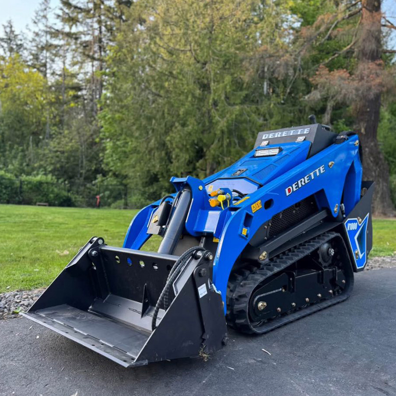 Derette Mini Skid Steer V1000 Mini Track Loader Mini Forestry Loader Stand on Skid Steer with Full Range of Attachments