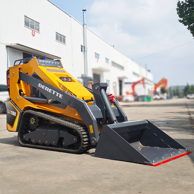 Derette Xc1100 Diesel Mini Crawler Skid Steer Loader Compact Track Steering Loader with Front End Bucket and Attachments