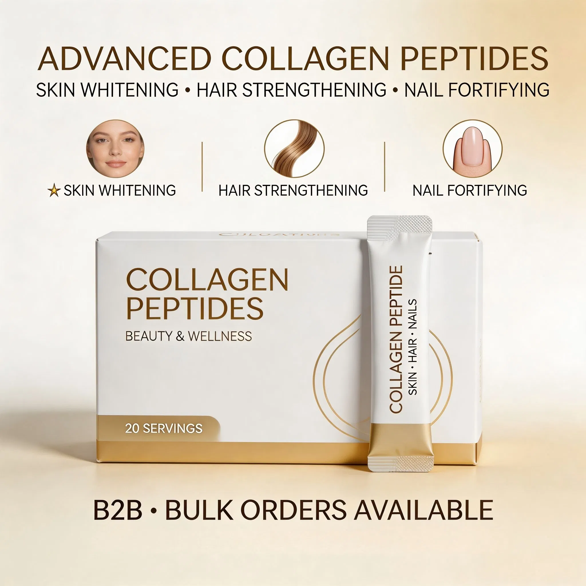 Advanced Nail Fortifying Hair Strengthening &amp; Skin Whitening Collagen Peptide Powder for Beauty and Wellness