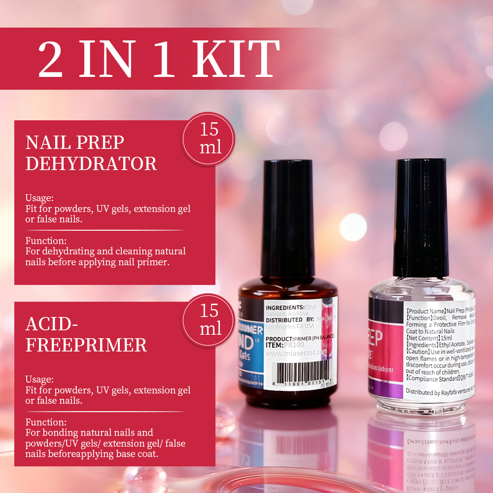 Custom Logo 15ml Fast Dry Nail Primer Dehydrator Private Label Acid-Free Acrylic Professional Salon Art Nail Prep for DIY