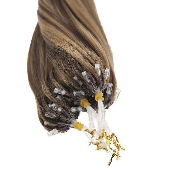 Human Hair Micro Ring Hair Extensions Remy Hair Custom Products