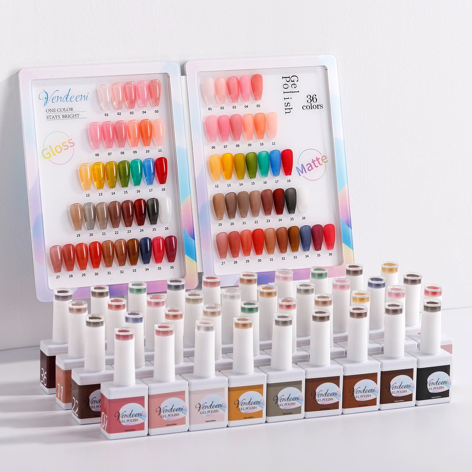 Vendeeni Nail Supplies TPO Hema Free Translucency Uv Gel 36color Neon Gel Polish Collection OEM Private Label Gel Nail Polish