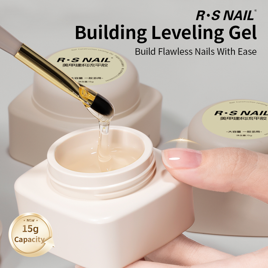 R S Nail 15g Clear Self Leveling Nail Builder Gel Soak off UV Gel for Nail Strengthening and Building