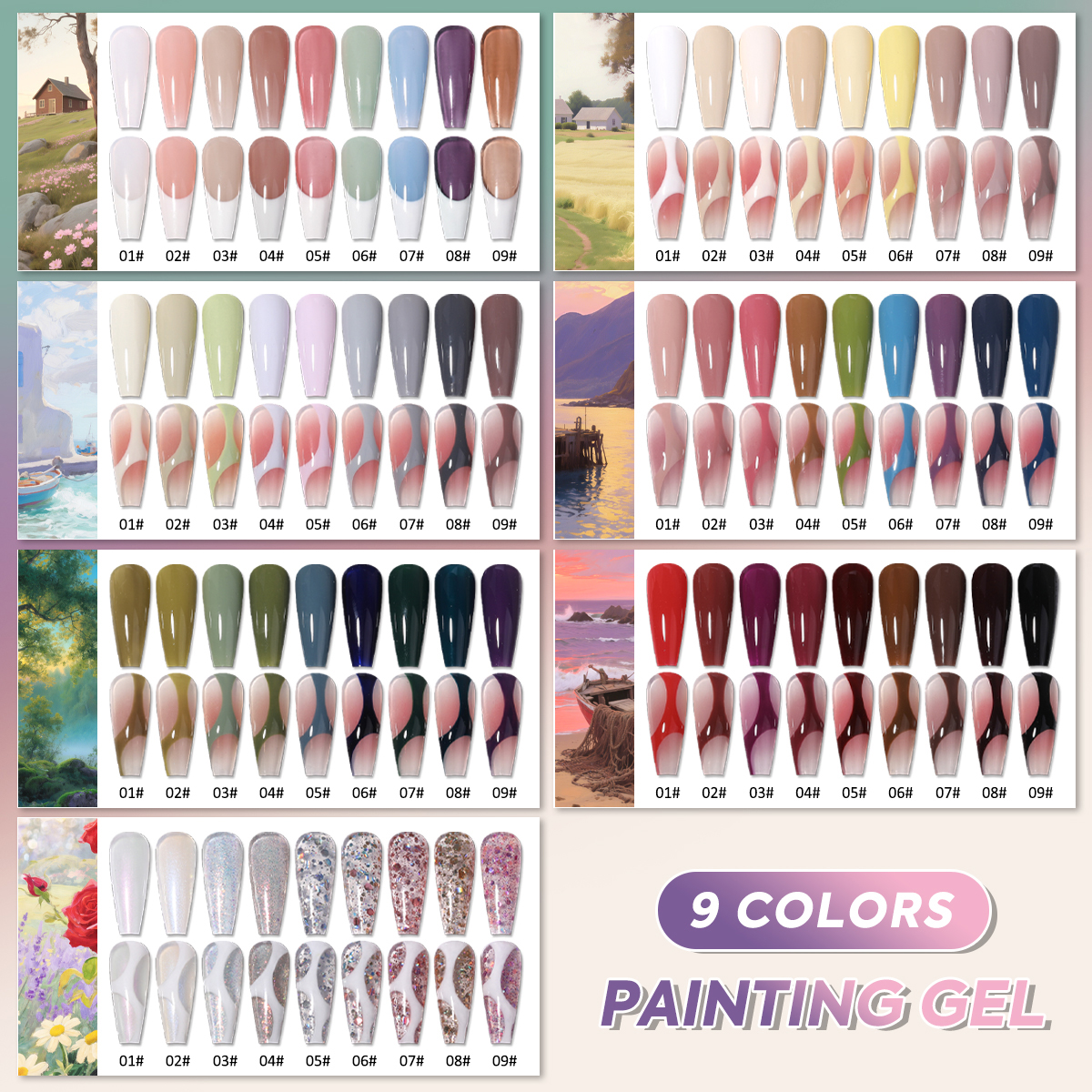 HONEY GIRL LED Soak Resin UV Gel Nail Polish Set Solid Rainbow Private Label French Style Painting Gel Nail Art Palette