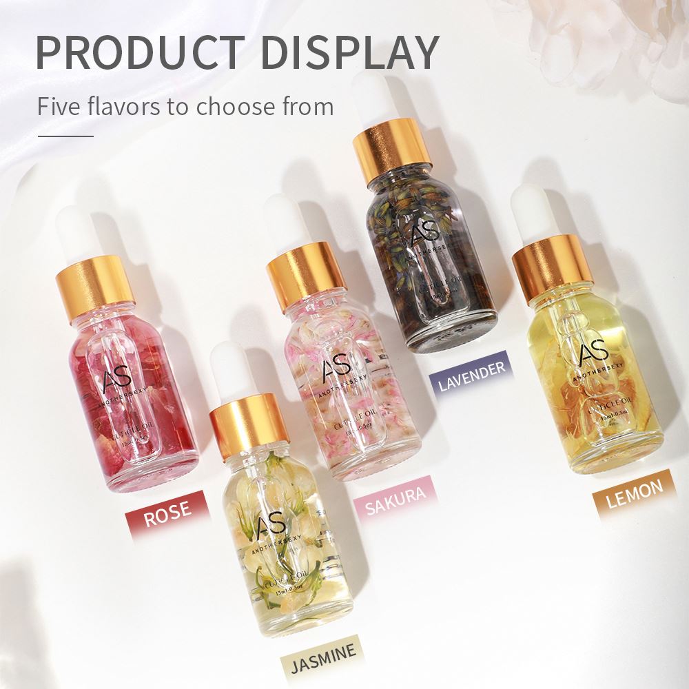 Custom Logo 15ml Organic Natural Cuticle Oil with Vitamin and Flower Fragrance Private Label Dried Flower Nail Care Oil
