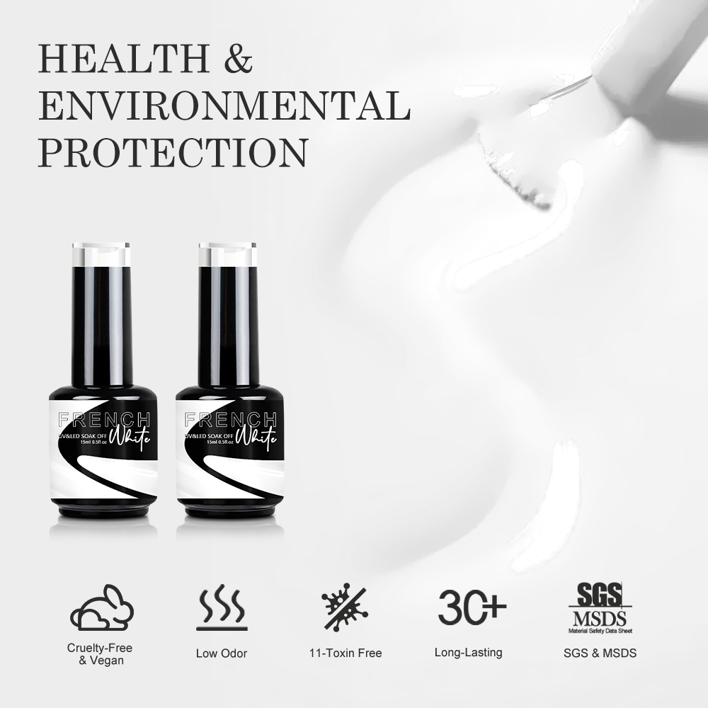 French White Series 15ml Professional Uv Gel Salon Products Nail Supplies White Pink Color Gel Polish