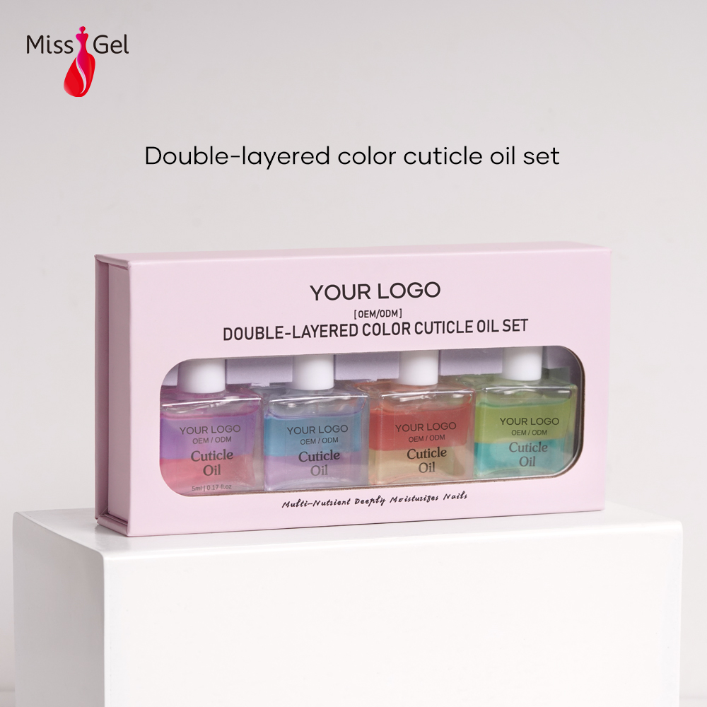 MissGel Private Label Cuticle Oil Set Manufacturers for Nail Care Custom Logo 10ml Bottle with Organic Dual-Colored Cuticle Oil