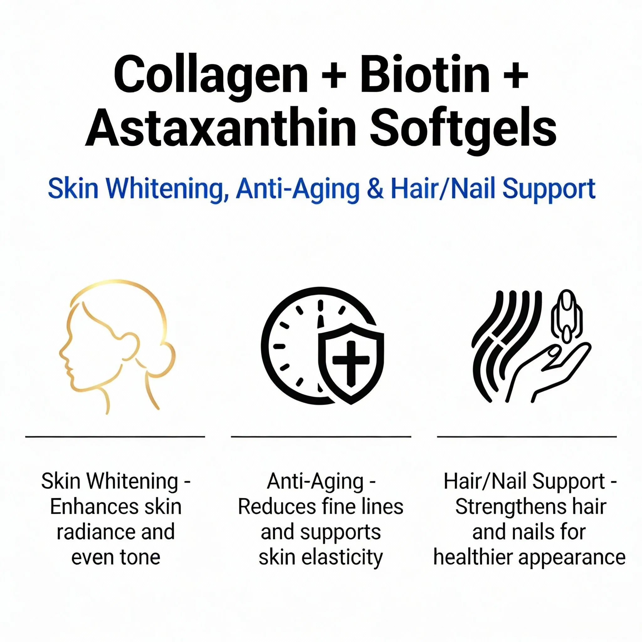 Advanced Nail Fortifying Hair Strengthening &amp; Skin Whitening Collagen Peptide Powder for Beauty and Wellness