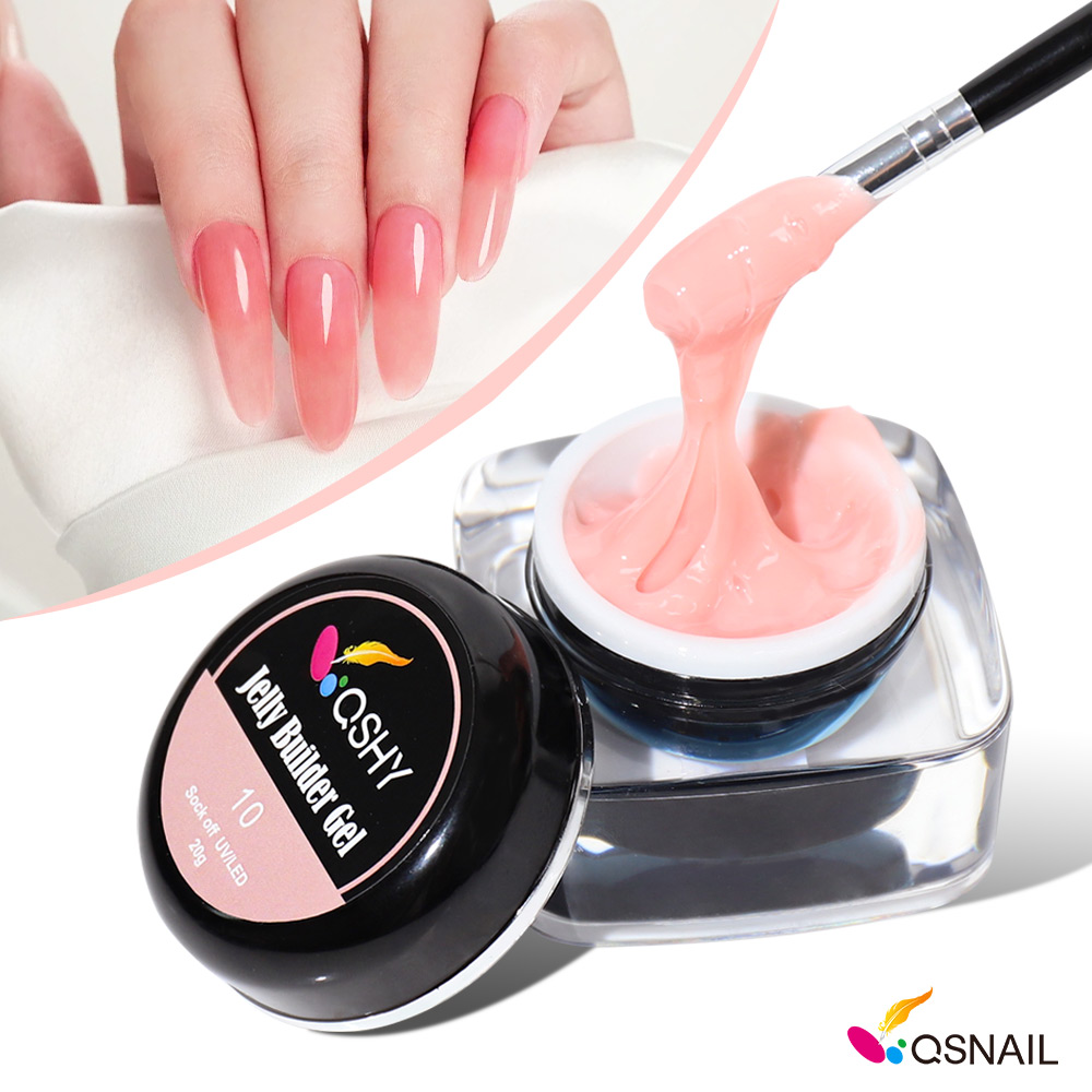 QSHY 20g Jelly Acrylic Hard Builder UV Gel Nail Extensions Non-Toxic Easily Soak 3-4 Weeks Lasting MSDS CE Halal Certified
