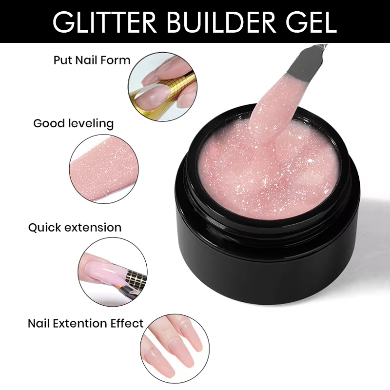 Professional Nail Supplies OEM/ODM Private Logo Hard Gel Shimmer Builder for Nail Extension
