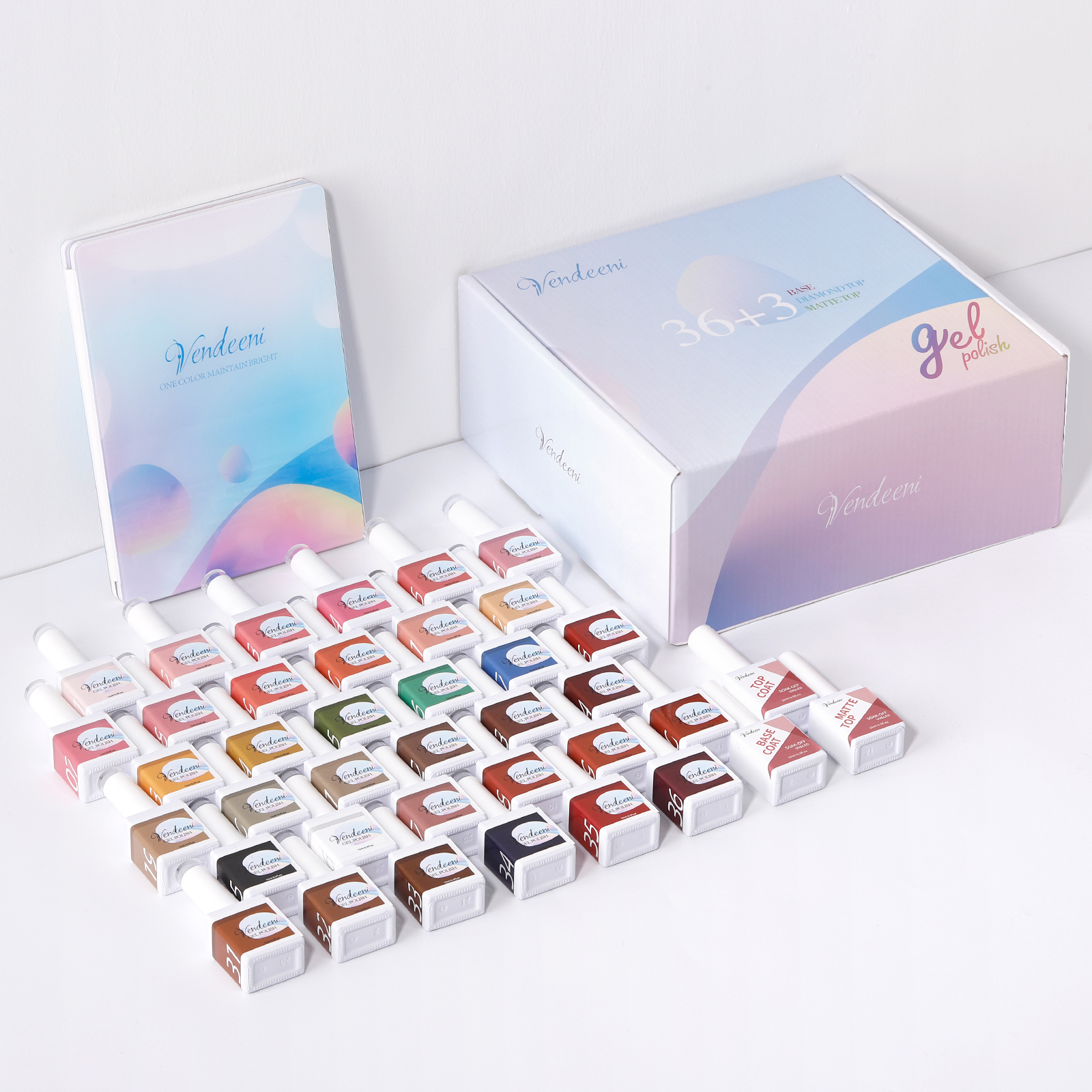 Vendeeni Nail Supplies TPO Hema Free Translucency Uv Gel 36color Neon Gel Polish Collection OEM Private Label Gel Nail Polish