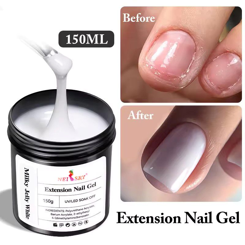 Private Label 150ml Professional Repair Strengthening Nail Reinforcement Fiber Glass Rubber Base Gel Builder Gel
