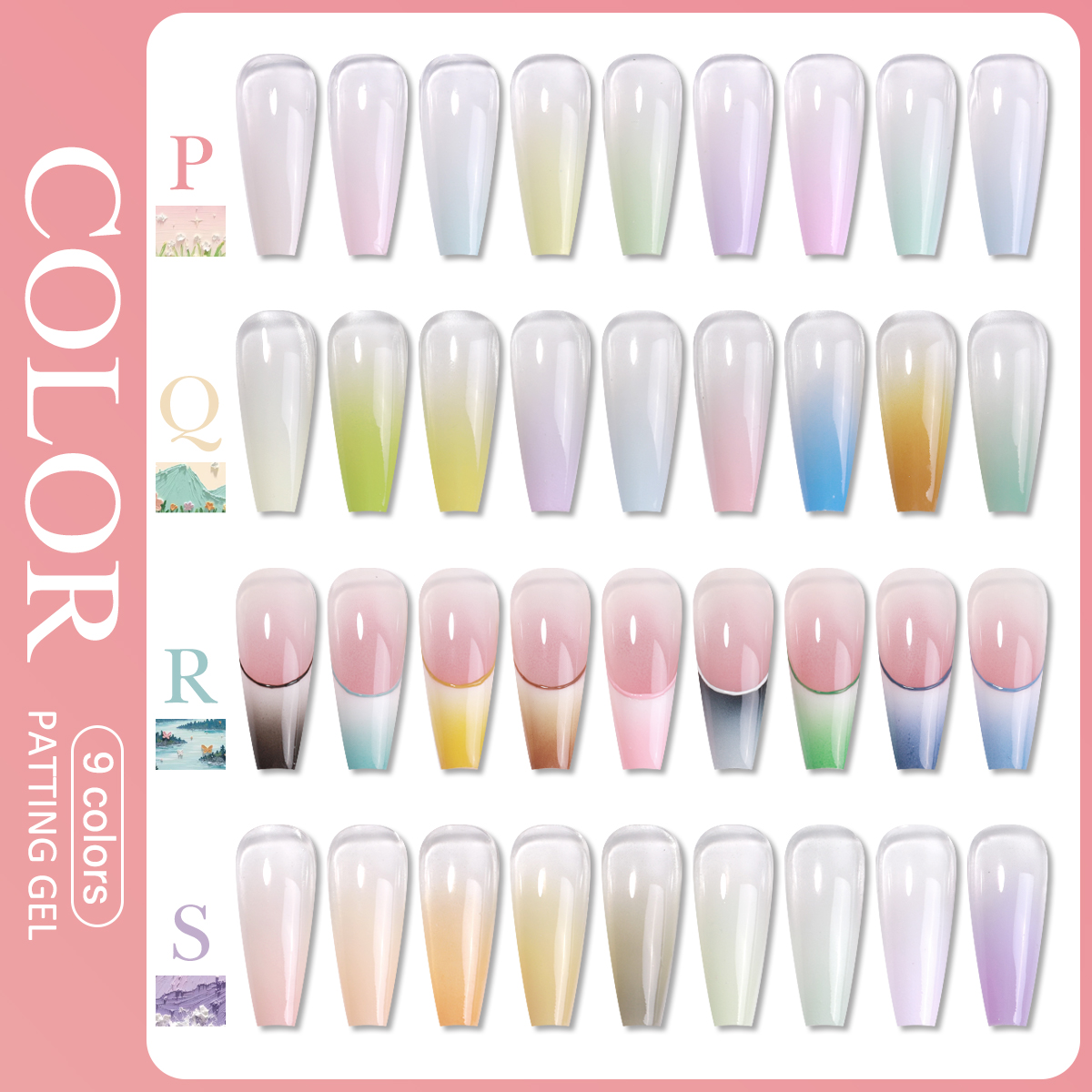 HONEY GIRL Custom Nail Art DIY Palette 21 Styles 9 Color UV LED Soak-Off French Satin Pat Pat Gel Private Design