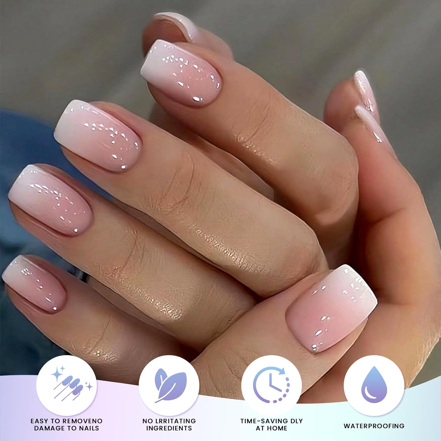 Salon Quality Easy Application And Removal Pink Ombre UV Lamp Semi Cured Gel Polish Nail Strips Gel Nail Stickers Gel Nail Wraps