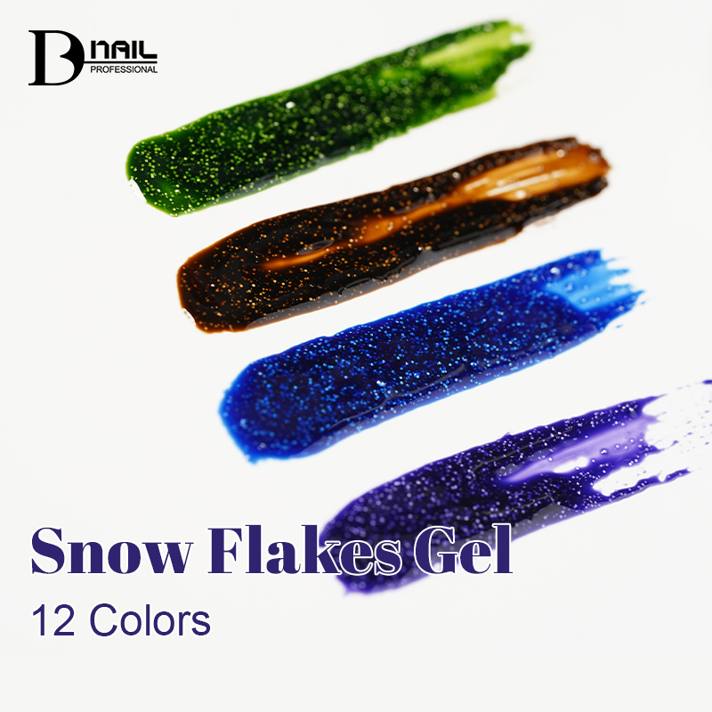 BD Snow Flakes Gel Polish Odorless Non Toxic Snow Flake Soak off Custom Private Label Vegan Cosmetic Nail Salon UV Gel Polish
