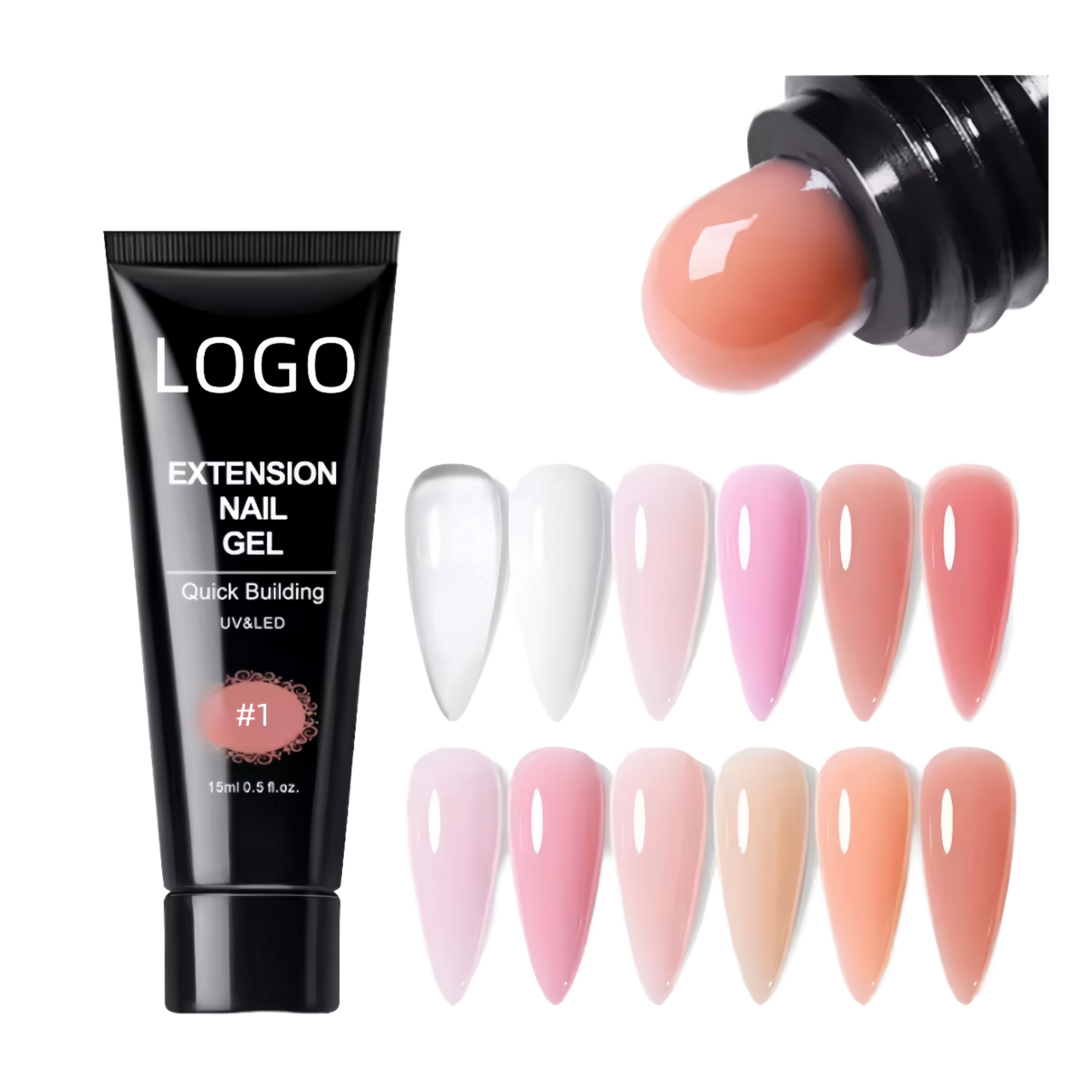 HS Non-Toxic Private Label Acrylic 185 Colors 15ml Poly Gel Quick Building Nail Extension Gel for Nail Salon OEM Service