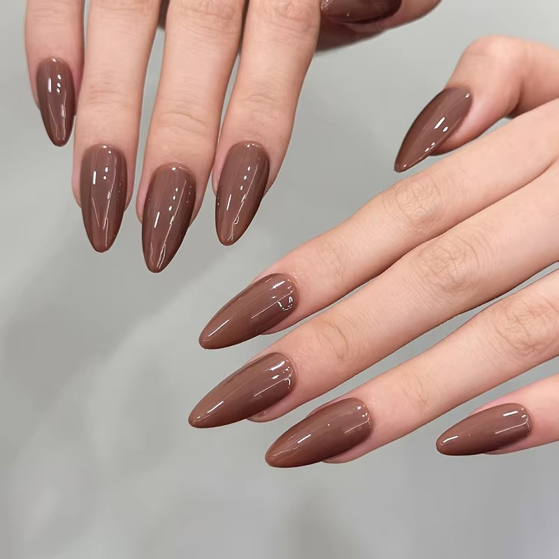 Premium Brown Full-Cover Acrylic Toe Nail Set for Sale