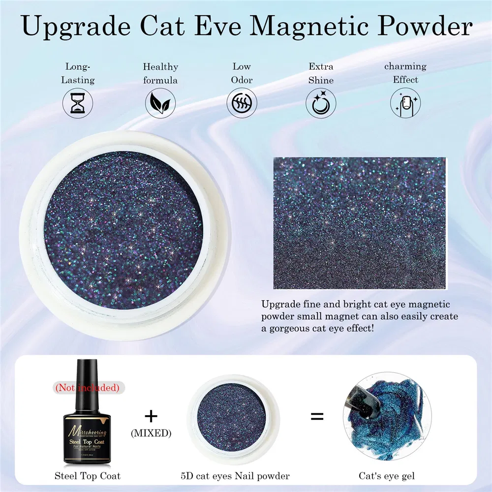 5D Optical Chameleon Magnetic Powder Manicure Colorful Gradient Cat's Eye Powder Pearlescent Powder Manicure