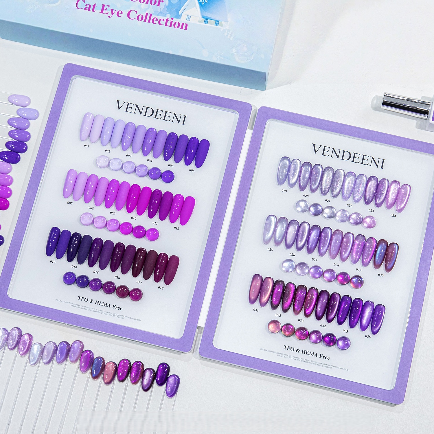 36 Colors Deep Light Purple Cat Eye Gel HEMA TPO-Free Gift Box Set UV High Saturation Solid Color