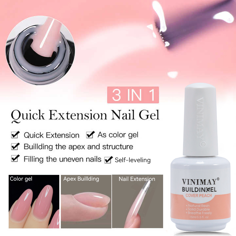 Vinimay High Quality 40 Colors Biab Nail Builder Gel Self-Leveling OEM/ODM Soak Off Biab Builder Gel in a Bottle for Nails