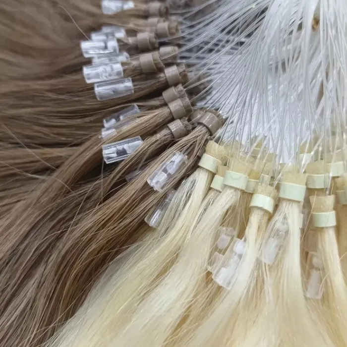 Human Hair Micro Ring Hair Extensions Remy Hair Custom Products