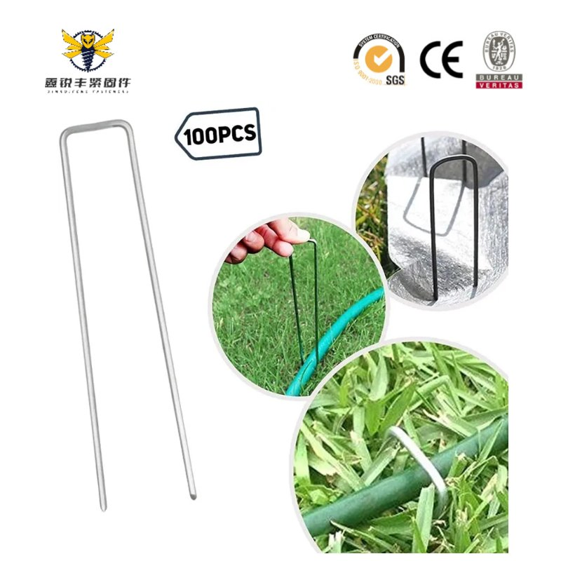 Best Quality Garden Powder Coated U-Shaped Curved Grass Cloth Nails SOD Staple Garden Turf Nails for Artificial Grass