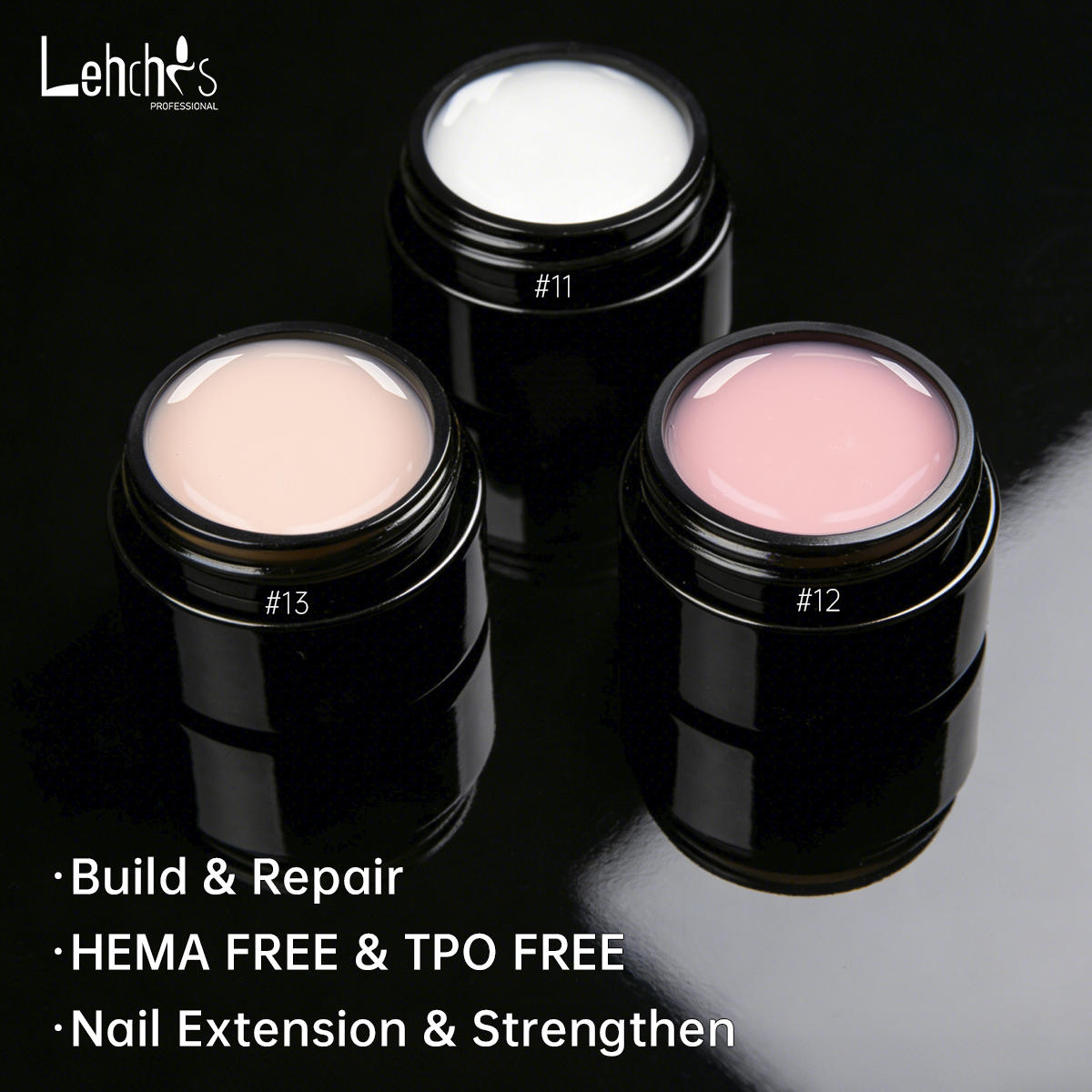 Lehchis 15ml No Burn Jelly Milky Professional Salon Quality 3 in 1 Hard Gel Self-Leveling Hema Tpo Free Builder Nail Gel