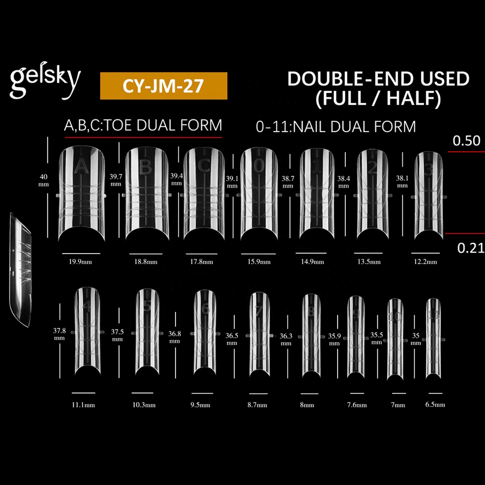 Gelsky Nail Extension 4 in 1 Double End Used Toe Dual Form Nail Dual Form