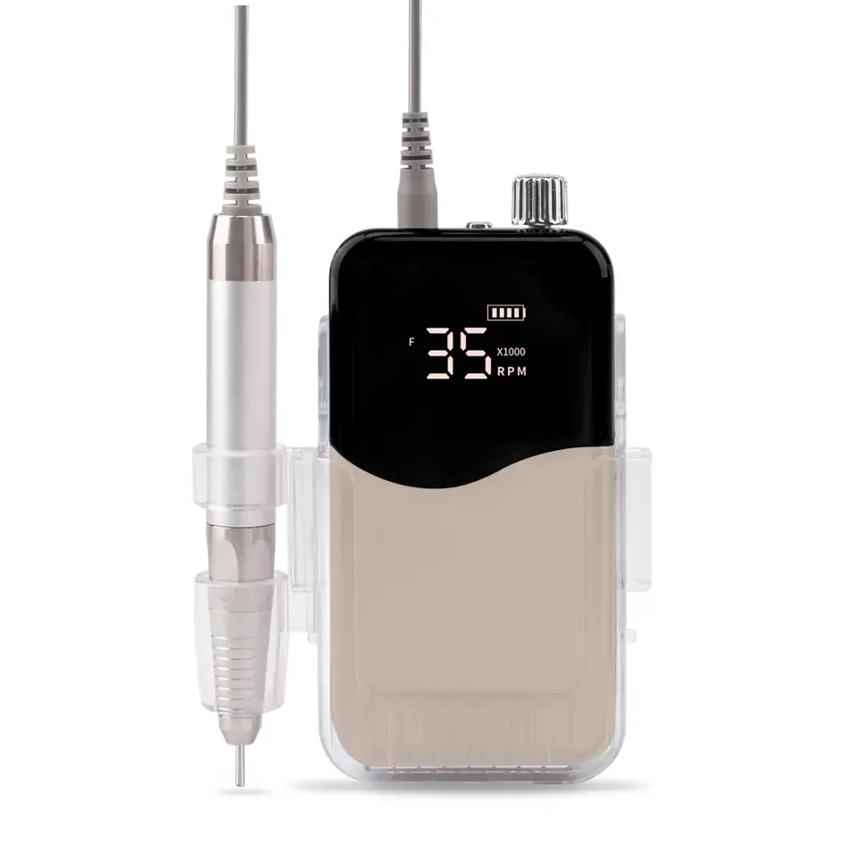 Rechargeable Nail Art 35000rpm Portable Manicure Pedicure Mini Nail Polisher Electric Strong Power Cordless 7 Head Nail Drill Machine