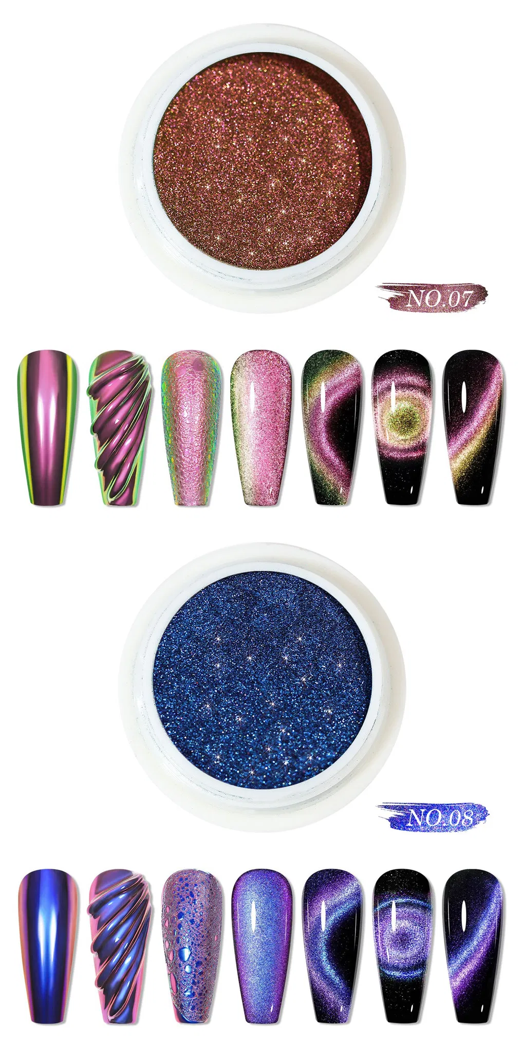 5D Optical Chameleon Magnetic Powder Manicure Colorful Gradient Cat's Eye Powder Pearlescent Powder Manicure