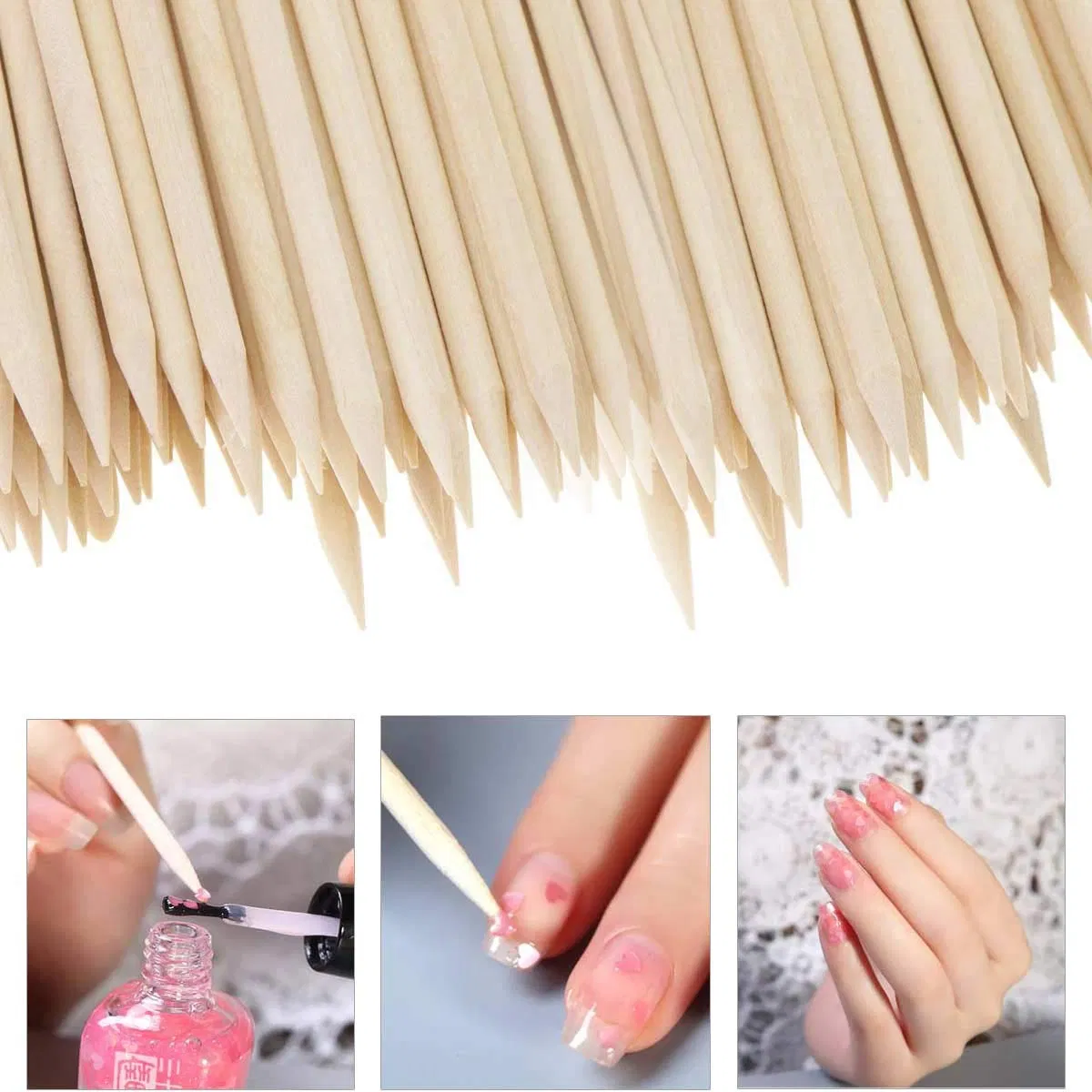 Professional Orange Wood Cuticle Pusher Antibacterial Treatment