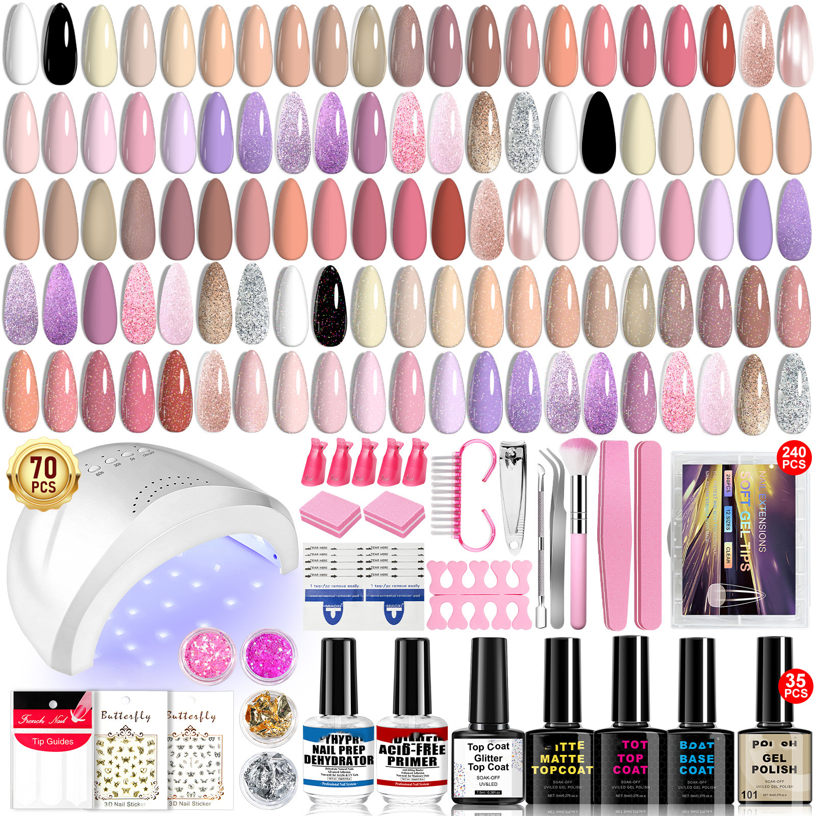 Colors Gel Nail Polish Kit UV Nail Lamp Soak Gel Polishes Glitter Manicure French DIY Eco-Friendly Non-Toxic Professional GZ RTS