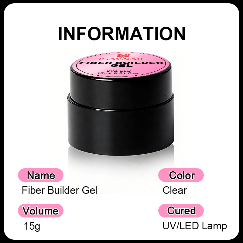 ISAY BEAUTY Professional Hard Builder Extension Clear Fiber Nail Gel UV Gel Repair and Reinforcement Nails