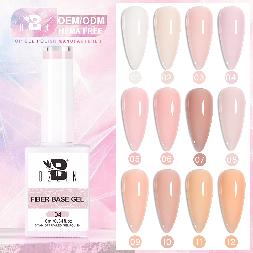 BOZLIN OEM Fiber Repair Gel Builder Fiberglass Nail Extension Gel Hema Free Fiber Glass Base Gel Polish for Cracked Broken Nails