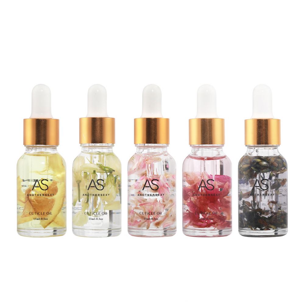 Custom Logo 15ml Organic Natural Cuticle Oil with Vitamin and Flower Fragrance Private Label Dried Flower Nail Care Oil