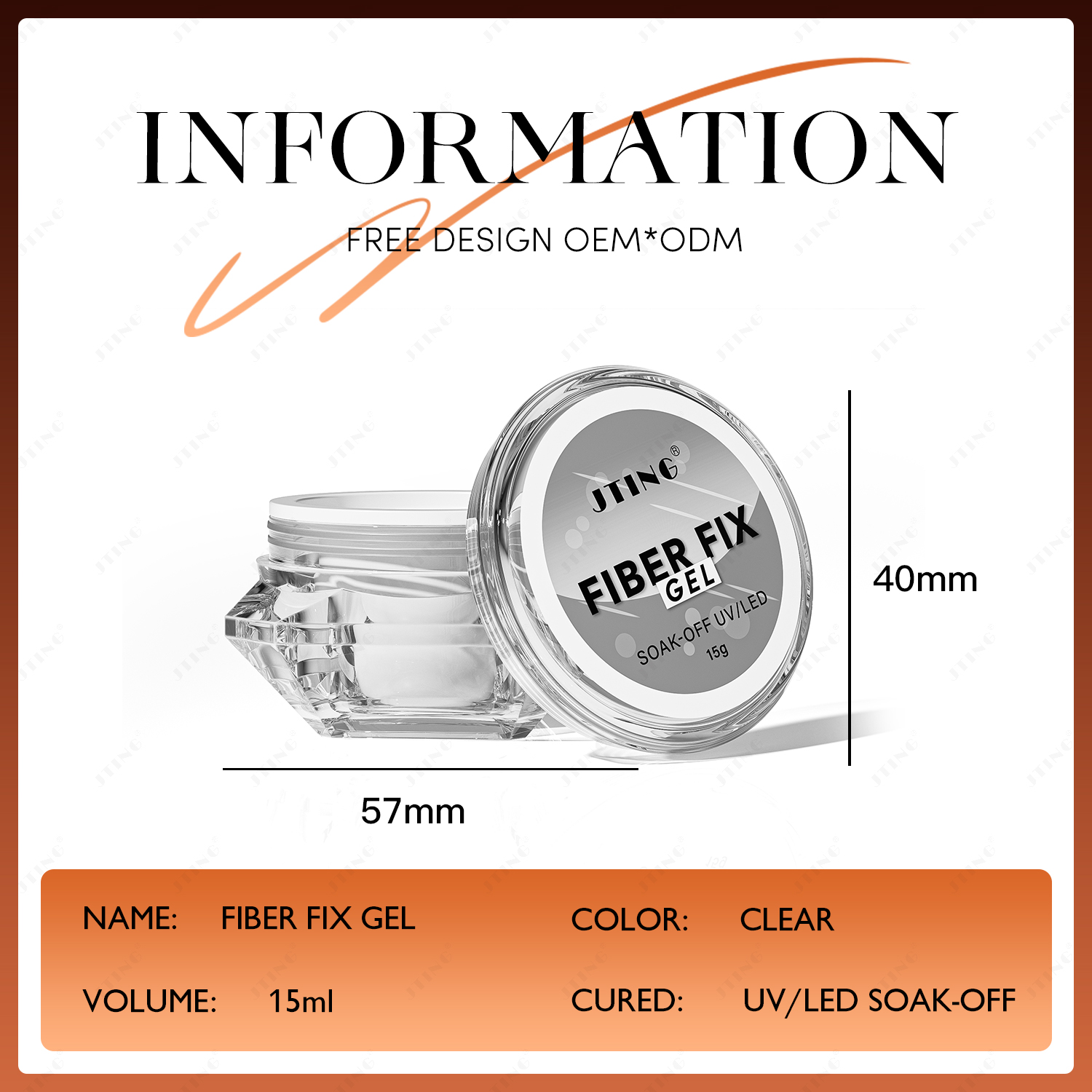 JTING Clear Fiber Fix Gel Glass Builder Nail Polisih Gel Nail Repair Extension Sculpting Construction Hard Gel OEM Private Label