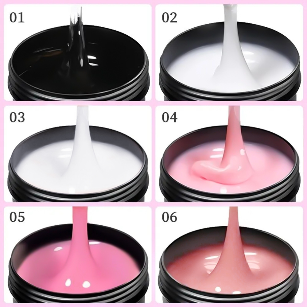 XEIJAYI 6 Colors Hard Gel Nail Builder Soak Off Gel Nail Extensions 100g Jar Uv Gel Builder for Nails Salon