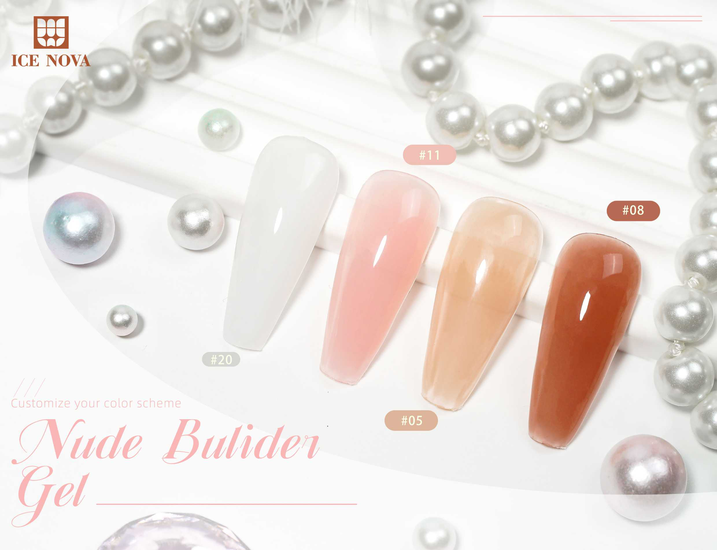 ICE NOVA Private Label Competitive Price Nude Colored Gel Nail Extension 10g 15g 30g 60g Oem Wholesale Builder Soft UV Gel