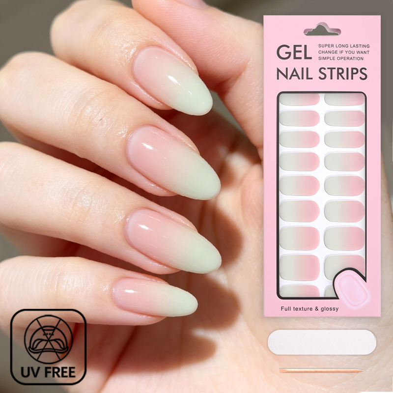 TikTok Bestsellers Self-Adhesive No Bake Gel Nail Strips Easy To Apply And Remove UV Free Gel Nail Wraps Stickers